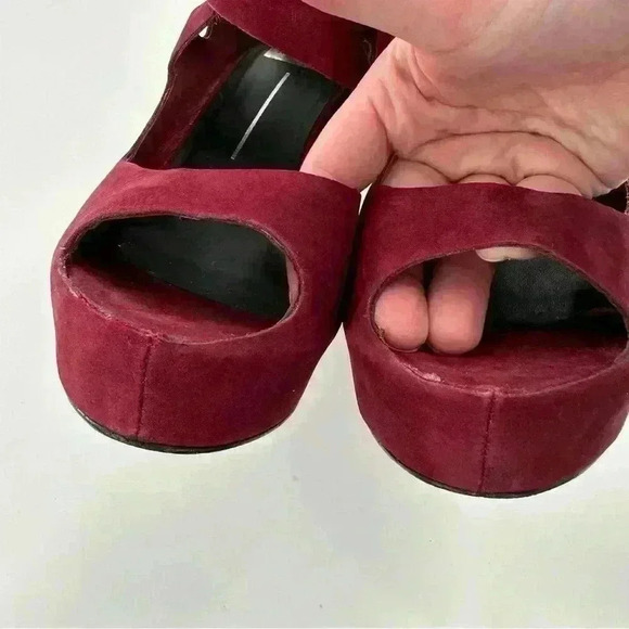 Dolce vita Jade ankle booties size 8 burgundy Nubuck leather  wedge platforms - Picture 8 of 12